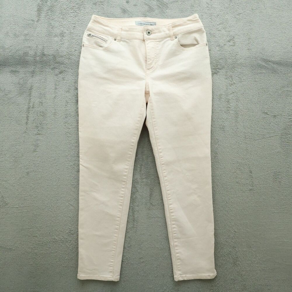 Chico's Platinum Jeans Women's 0 US-4 Peach Mid-Rise Ankle Denim 27.5" Inseam